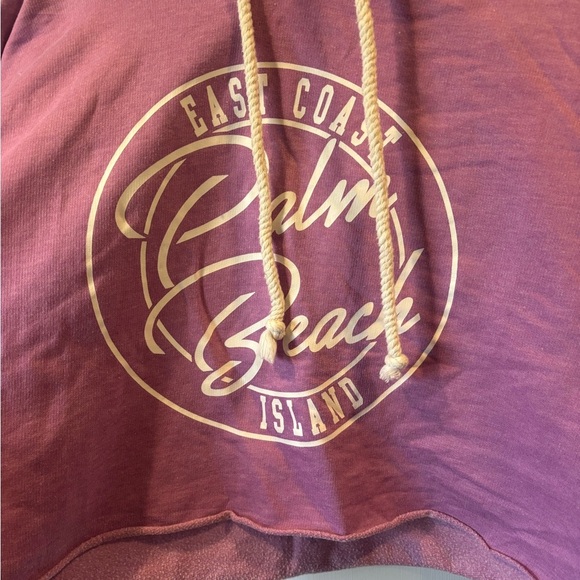 Purple Cropped Hoodie with Palm Beach Print - Picture 2 of 5